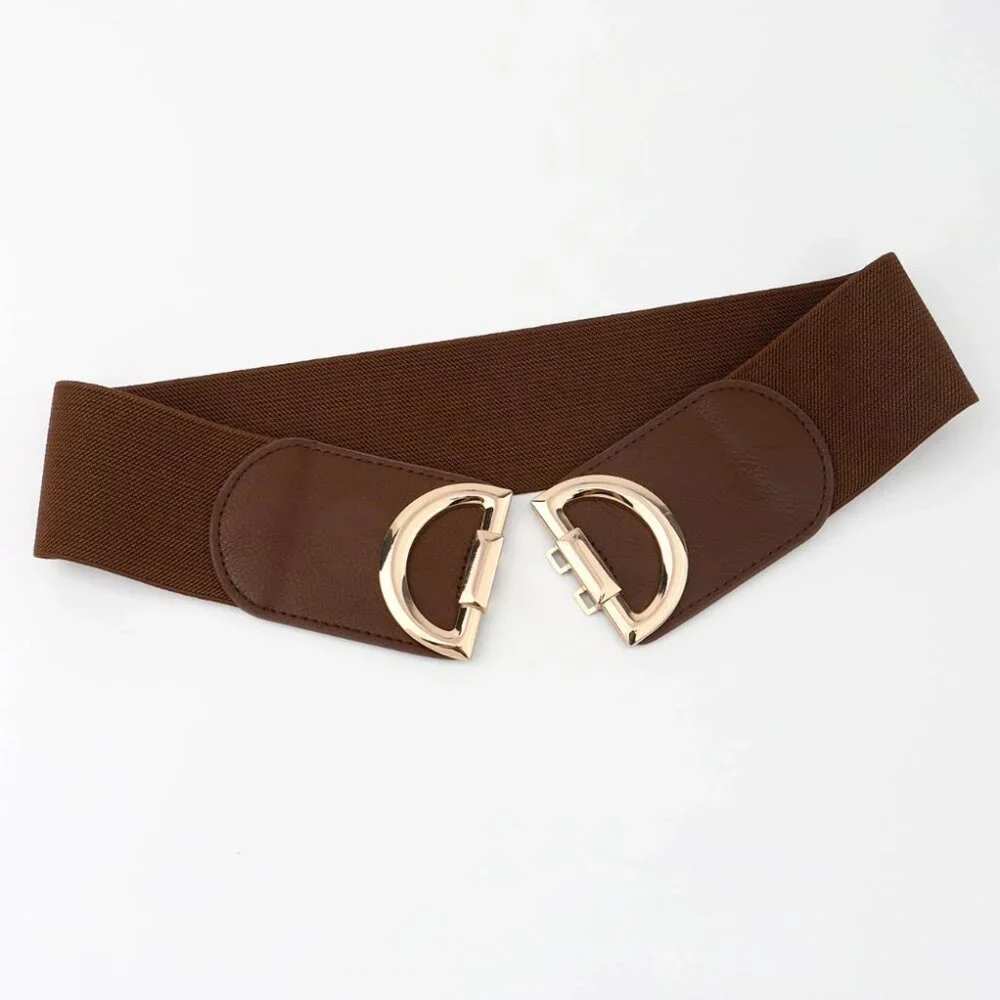 D Elastic Belt Wide Belt Brown